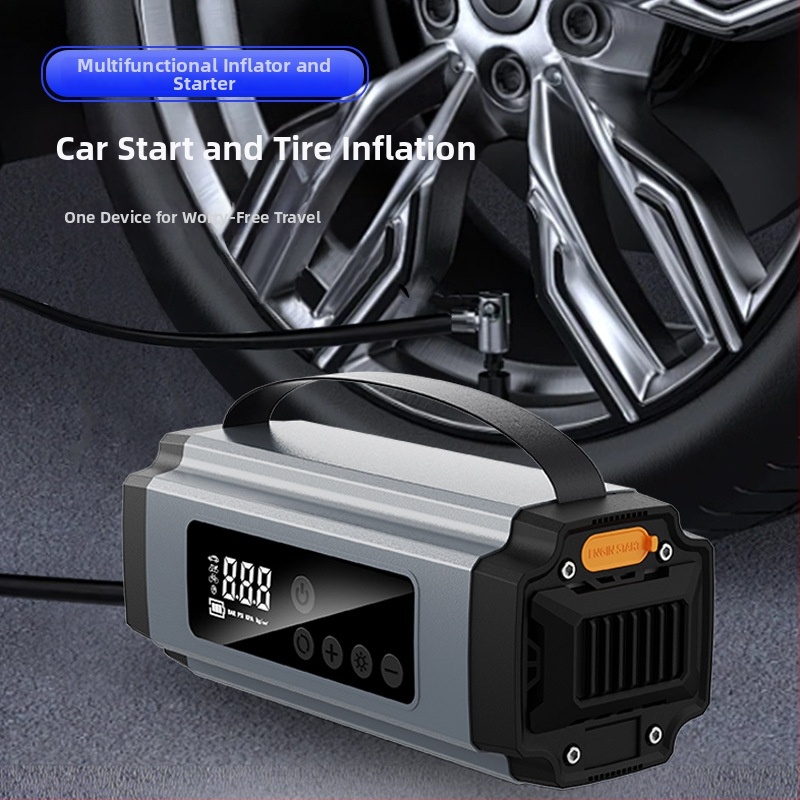 Automobilski starter i Power Bank s pumpom za zrak — 600A maksimalna struja, 12V, 100W, 70 L/min, Digitalni prikaz