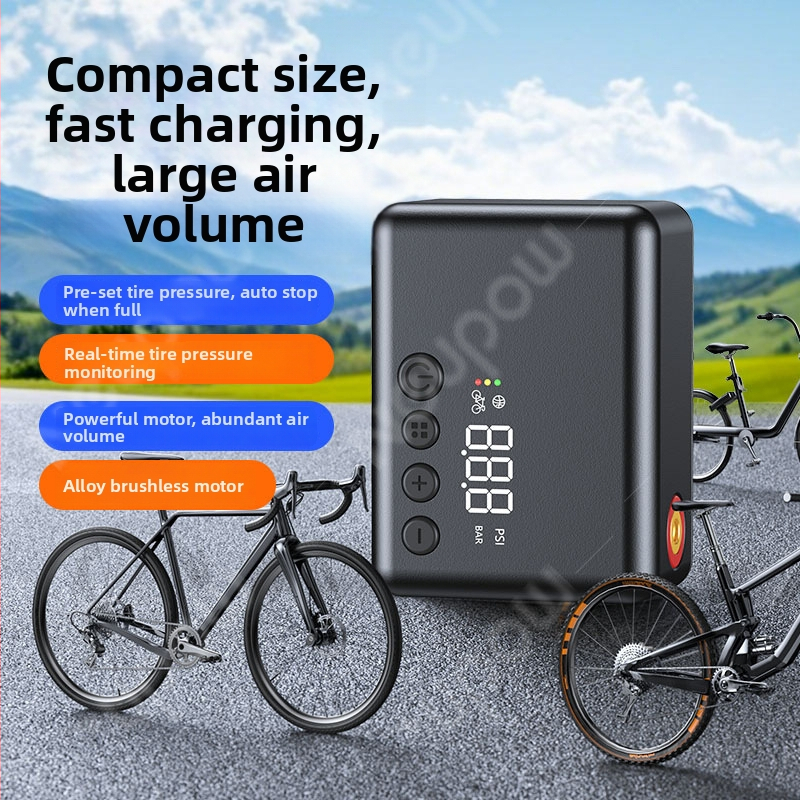 Автомобилна помпа за надуване с цифров дисплей, презареждаща се, 12V, 30 л/мин, едноцилиндров дизайн