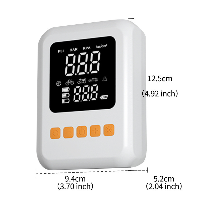 Портативна автомобилна помпа за гуми с цифров дисплей, 12V презареждаема, ABS корпус, въздушен поток 50 л/мин, USB зареждане