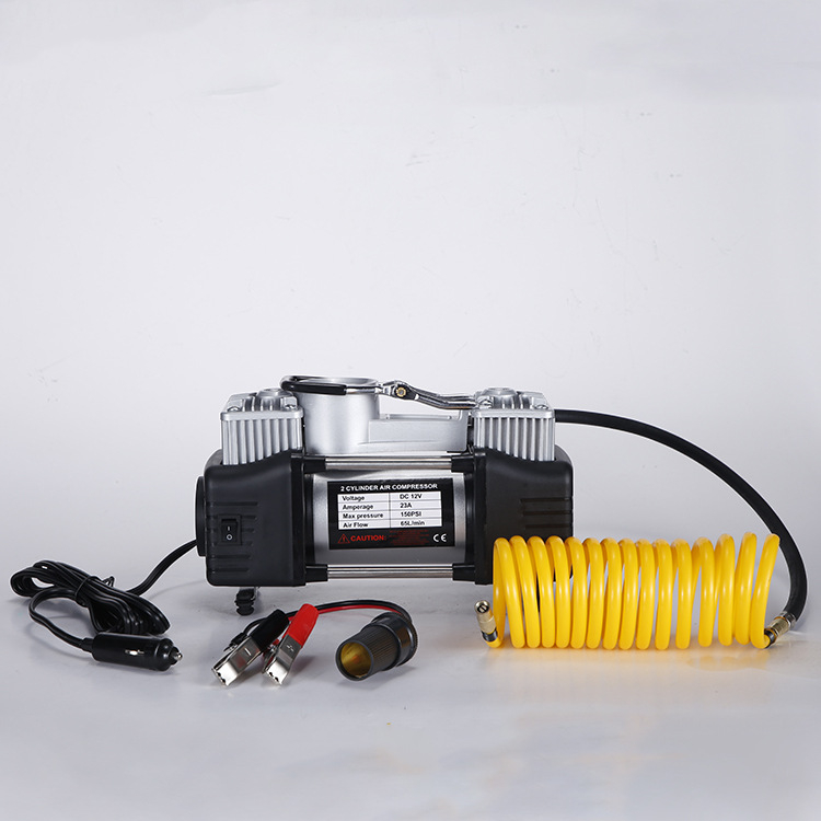 ZX-106 Двоен цилиндър помпа за гуми с LED светлина, преносим 12V електрически въздушен помпа, 60 л/мин, 190W, маркуч 3 м, кабел за захранване 2,5 м