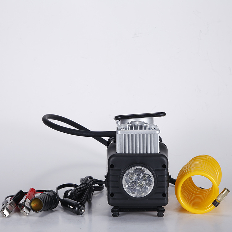 ZX-106 Двоен цилиндър помпа за гуми с LED светлина, преносим 12V електрически въздушен помпа, 60 л/мин, 190W, маркуч 3 м, кабел за захранване 2,5 м