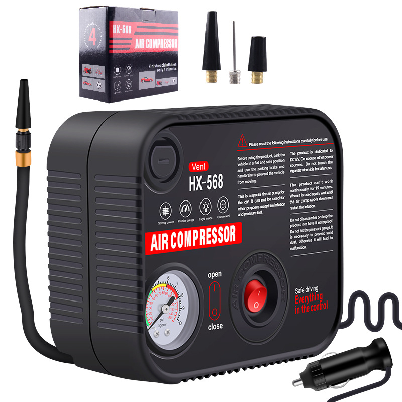 Autó gumiinflátor — 12V, 120W, 35 L/min, beépített világítás és nyomásmérő