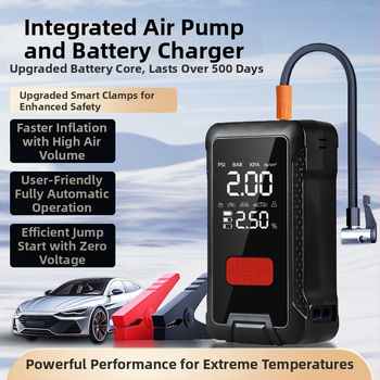 Automobilski hitni startač s integriranom pumpom za zrak, 12V litij baterija, 80W, 60 L/min, digitalni zaslon