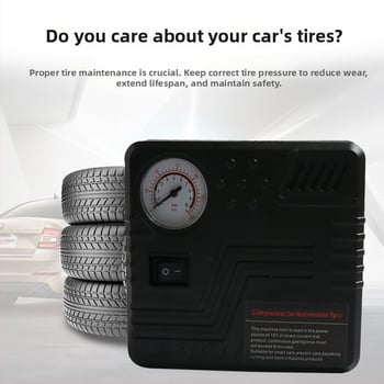 Automobilska pumpa za gume 12V, 120W, protok zraka 45 L/min, jednocilindrična, s manometrom