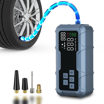 Αντλία έκτακτης ανάγκης για ελαστικά αυτοκινήτου με ψηφιακή οθόνη, 12V, 100W, 30 L/min, τροφοδοσία USB, μονοκυλινδρική, με μετρητή πίεσης ελαστικών, LED φως, φόρτιση USB, δυνατότητα παραμετροποίησης