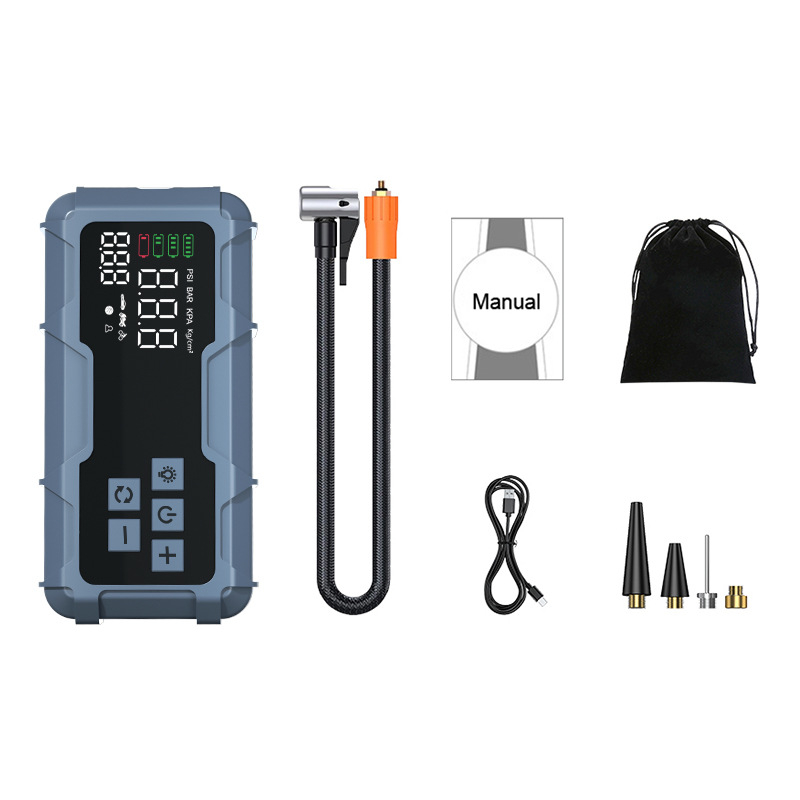 Αντλία έκτακτης ανάγκης για ελαστικά αυτοκινήτου με ψηφιακή οθόνη, 12V, 100W, 30 L/min, τροφοδοσία USB, μονοκυλινδρική, με μετρητή πίεσης ελαστικών, LED φως, φόρτιση USB, δυνατότητα παραμετροποίησης