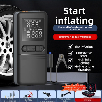 Automobilska bežična pumpa za zrak s digitalnim zaslonom, 12V, 80W, 30 L/min, ugrađena litijska baterija i nužni start
