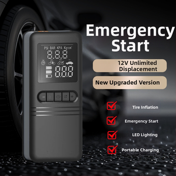 Automobilska bežična pumpa za zrak s digitalnim zaslonom, 12V, 80W, 30 L/min, ugrađena litijska baterija i nužni start