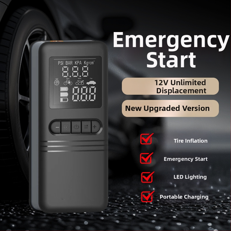 Automobilska bežična pumpa za zrak s digitalnim zaslonom, 12V, 80W, 30 L/min, ugrađena litijska baterija i nužni start
