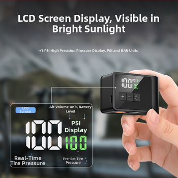 Ultra-mini AI pametna prijenosna pumpa za bicikle – za planinske i gradske bicikle – 12V punjiva, 25 L/min, 108 g, Digitalni zaslon