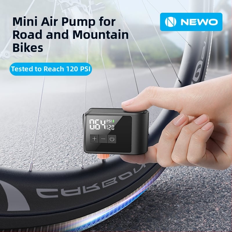 Ultra-mini AI pametna prijenosna pumpa za bicikle – za planinske i gradske bicikle – 12V punjiva, 25 L/min, 108 g, Digitalni zaslon