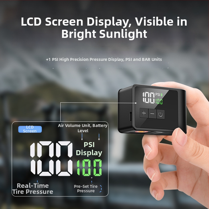 Ultra-mini AI pametna prijenosna pumpa za bicikle – za planinske i gradske bicikle – 12V punjiva, 25 L/min, 108 g, Digitalni zaslon