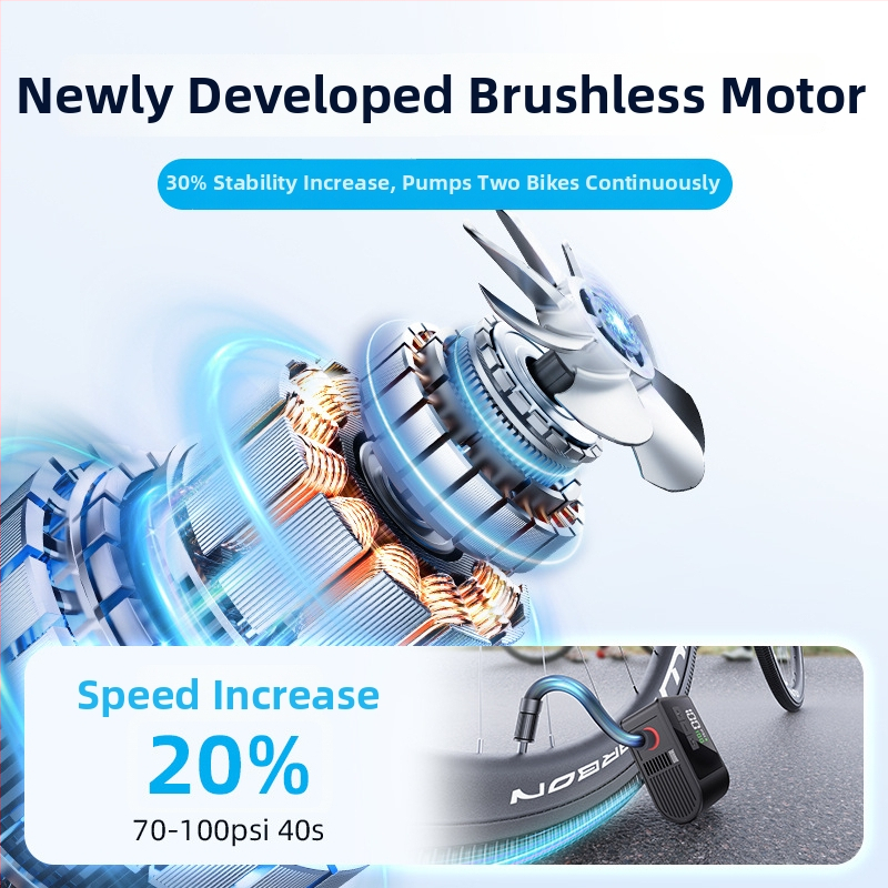 Ultra-mini AI pametna prijenosna pumpa za bicikle – za planinske i gradske bicikle – 12V punjiva, 25 L/min, 108 g, Digitalni zaslon