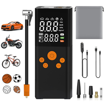 Pumpa za zrak za automobile i motocikle s USB napajanjem, 12V, 100W, digitalni zaslon, mjerač tlaka u gumama, LED svjetlo, upozoravajuće svjetlo, protok tlaka 25 L/min, 31 cm crijevo, uklonjivi izvor napajanja