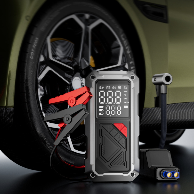 Prijenosna automobilska pumpa za zrak s nužnim izvorom napajanja i USB punjenjem, 12V, 25 L/min
