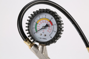 Yiyang манометър за гуми на автомобил със помпа — алуминиева сплав, множество единици измерване, диапазон налягане 230, резолюция 11