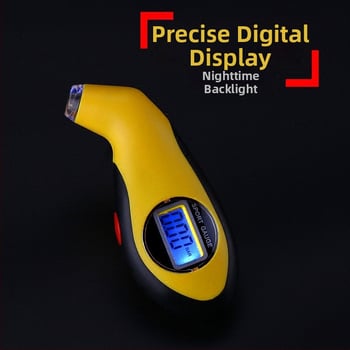 Hexuan digitálny tlakomer na pneumatiky auta, LCD displej, podpora viacerých jednotiek, plastové puzdro