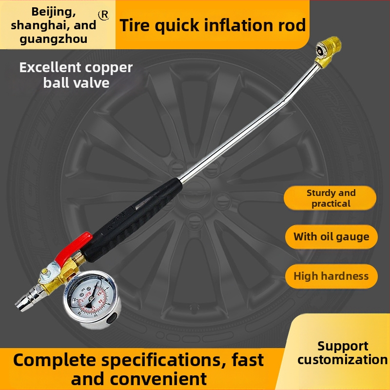 Riepu uzpildes uzgalis ar manometru, divgalvu spied-tur uzgalis, izliekts āķis, misiņa korpuss automašīnām