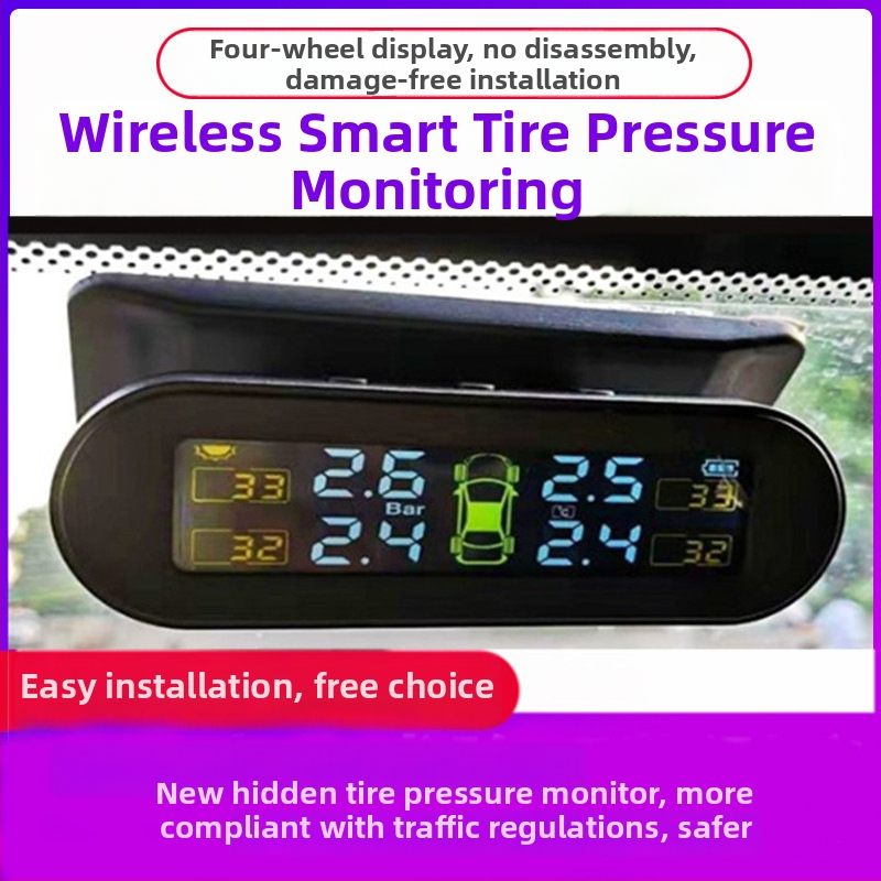 Riepu spiediena monitors TPMS — digitālais displejs, bezvadu saules enerģijas padeve, auto un SUV, spiediena diapazons 0-5 bar, augsta precizitāte, modelis T11