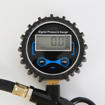 NF манометр за налягане в гумите с цифров дисплей и многофункционален инфлационен пистолет – ABS корпус, кожена тръба, обхват на налягането 230, различни единици, 0.45 кг