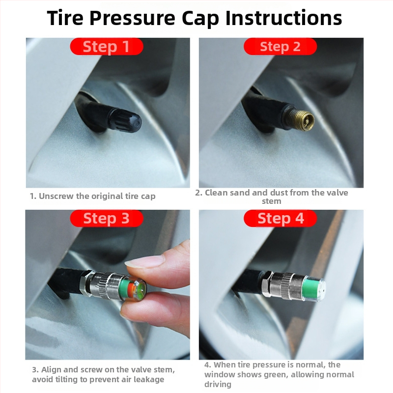Automobiļa riepu spiediena detektors ar brīdinājuma vāciņu ventilim, mehāniskais manometrs, modelis 111, spiediena diapazons 2–2.4, piemērots mazajām automašīnām un universālam pielietojumam