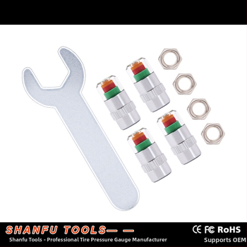 Антикрадна капачка за налягането на гумата с визуален мониторинг, обхват 28-48 psi, множество измервателни единици, модел GL-0851, материал мед и вносна сплав пластмаса