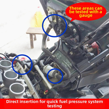 Automobiļa degvielas un eļļas spiediena manometrs ar ātro savienojumu, metāla-plastikas kompozīta konstrukcija