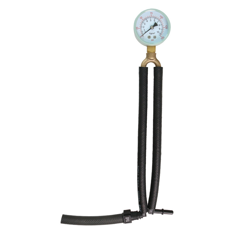 Automobiļa degvielas un eļļas spiediena manometrs ar ātro savienojumu, metāla-plastikas kompozīta konstrukcija