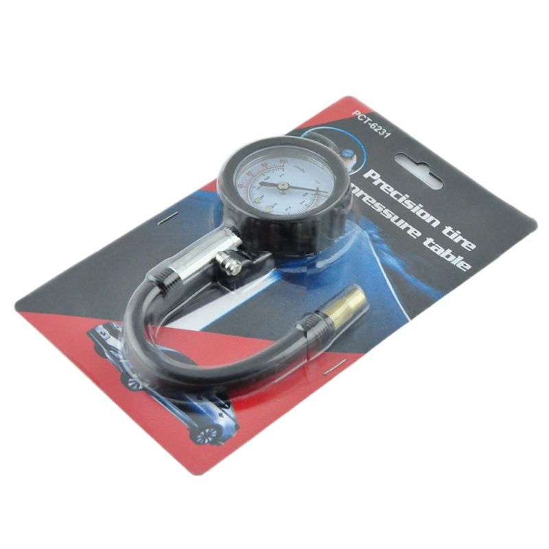 Μετρητής πίεσης ελαστικών με μακρύ σωλήνα – Υψηλής ακρίβειας μηχανικός μετρητής πίεσης αυτοκινήτου, με εκφόρτιση αέρα και πυξίδα, φορητός, 0–100 psi