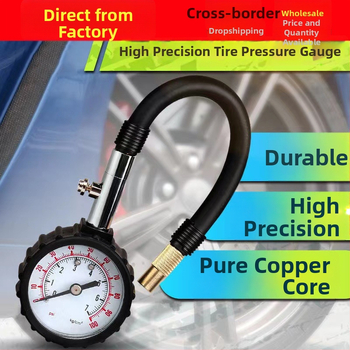 Automašīnas riepu spiediena mērītājs ar garu šļaucu, daudzfunkcionāls, mehānisks, augsta precizitāte, izplūdes ventils