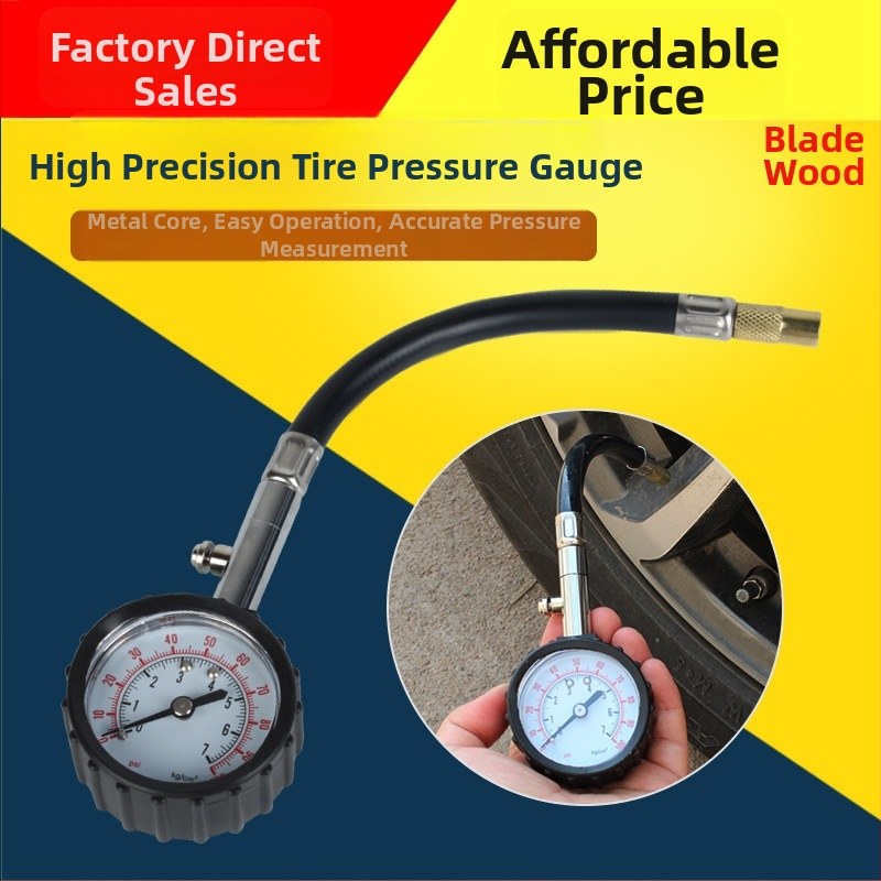 Riepu spiediena manometrs ar garu cauruli, augsta precizitāte, 0–100 psi, universāla savietojamība