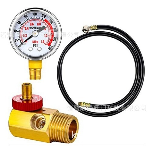 Prijenosni mesingani trostruki ventil s ručnim Pogonom, navojni priključci, za zrak, komplet s pumpom, manometrom i cijevi