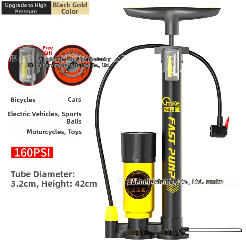 Rankinė aukšto slėgio pūtimo pompa su manometru, modelis A902, geležinis korpusas, 160 psi, komplektuojama kamuolių adata