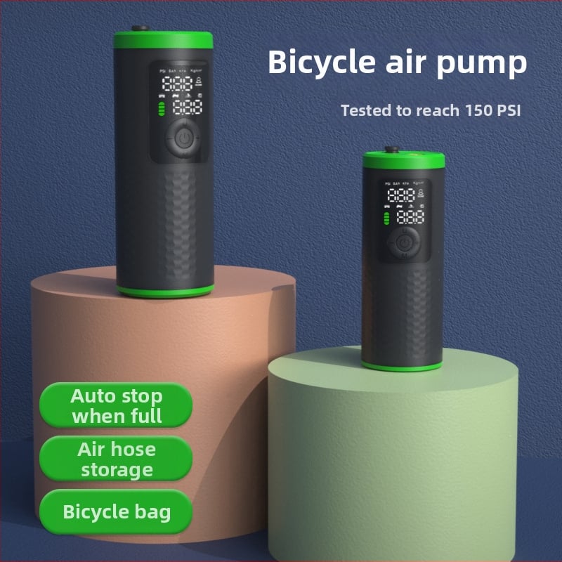 Nešiojama belaidė oro pompa automobiliams, motociklams, dviračiams ir kamuoliukams; vieno cilindro dizainas; oro srautas 25 L/min; skaitmeninis ekranas; baterija 7.4V 18.5Wh; svoris 432 g