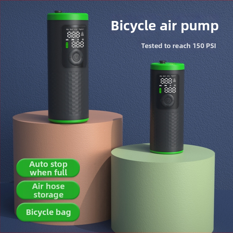 Nešiojama belaidė oro pompa automobiliams, motociklams, dviračiams ir kamuoliukams; vieno cilindro dizainas; oro srautas 25 L/min; skaitmeninis ekranas; baterija 7.4V 18.5Wh; svoris 432 g