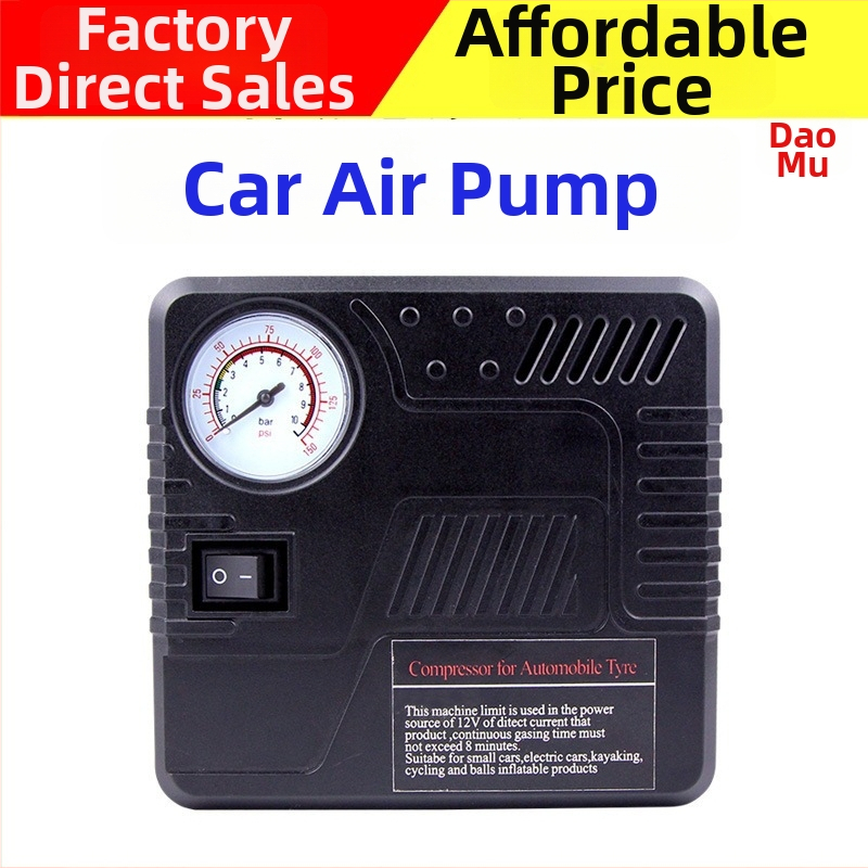 Metalinis automobilinis oro siurblys su skaitmeniniu padangos slėgio matuokliu, 12V, 220W, 45 L/min, maitinamas iš cigarečių degiklio, daugiacilindrų dizainas