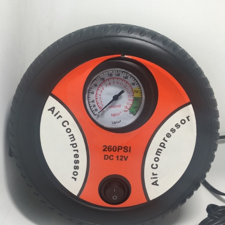 Nešiojamas 12V automobilių oro inflatorius su manometru, 120W, 60 cm laidas, vieno cilindro