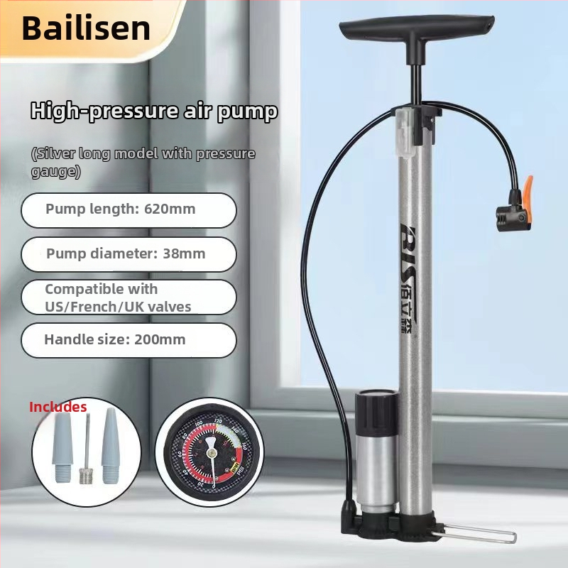 Käte käsipump kõrgsurve õhupump jalgratastele, sõiduautodele ja pallidele — mudel MN-8668, rauakorpus, 160 psi