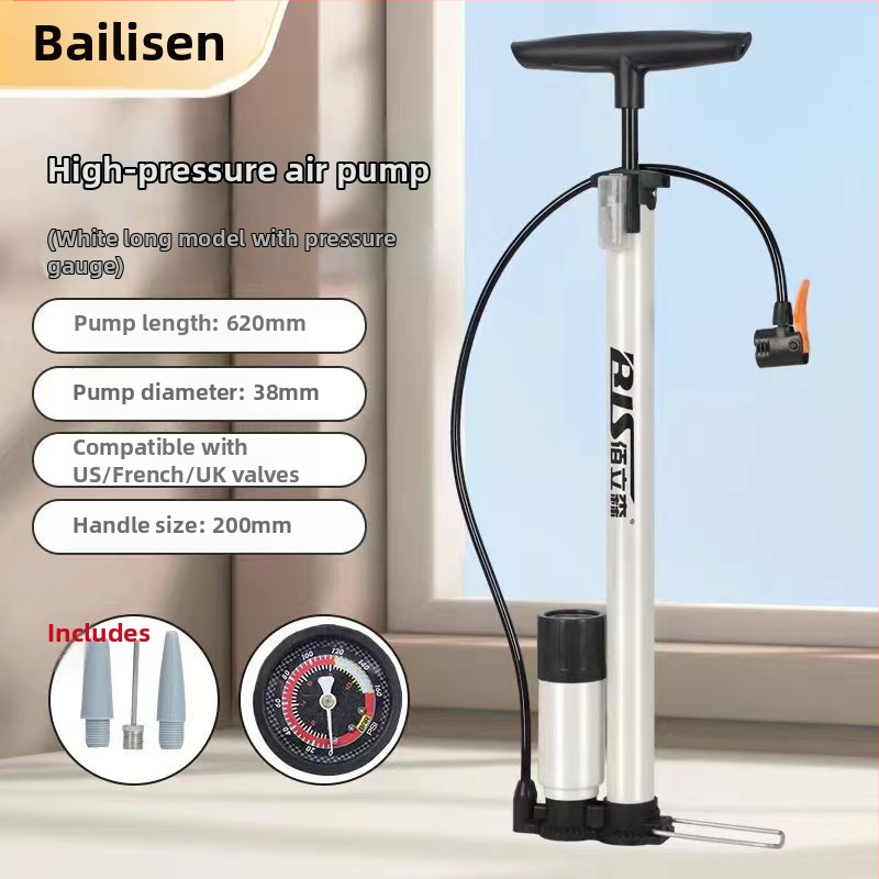 Rankinė aukšto slėgio oro pompa dviratininkams, automobiliams ir kamuoliams — modelis MN-8668, ketaus korpusas, 160 psi