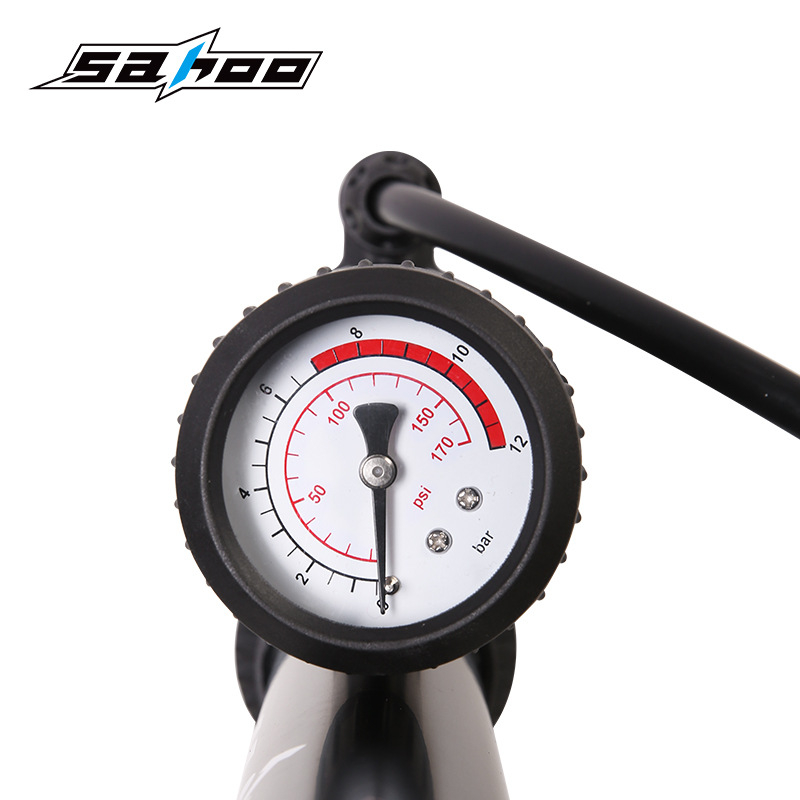 Nešiojama aliuminio lydinio grindų pompa dviratėms ir elektromobiliams — didelis slėgis, suderinama su ventilių Schrader/Presta/American