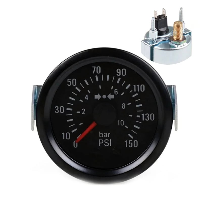 Mehanički mjerač tlaka zraka 0-10 bar / 0-150 psi, 1/8NPT priključak, 12V automobilni instrument