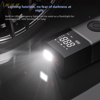 Belaidė automobilių padangų siurblys su skaitmeniniu ekranu, 120W, 25 L/min, įmontuota baterija, LED apšvietimas