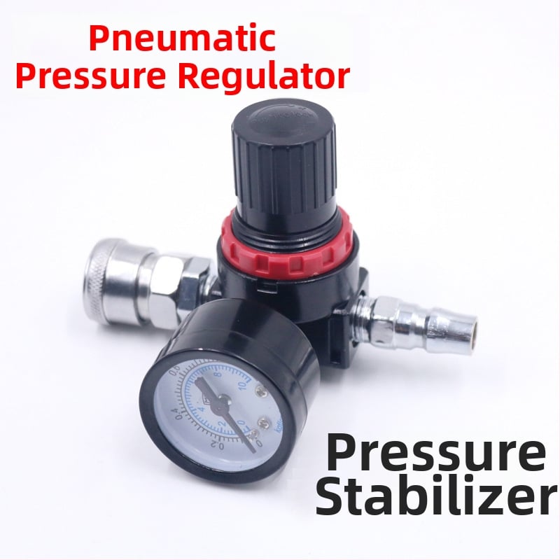 Pneumatinis dažų purkštuvas su slėgio reguliavimo vožtuvu ir manometru, 1/4 greitas jungtis, maksimali išėjimo slėgis 3