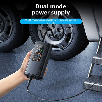 Belaidinė automobilių oro pompa, dviejų 19 cilindrų belaidė, 130W inflatorius, 7500mAh Type-C įkrovimas, 40 L/min, skirta automobiliams, motociklams, elektrinėms transporto priemonėms ir dviračiams, su skaitmeniniu displeju