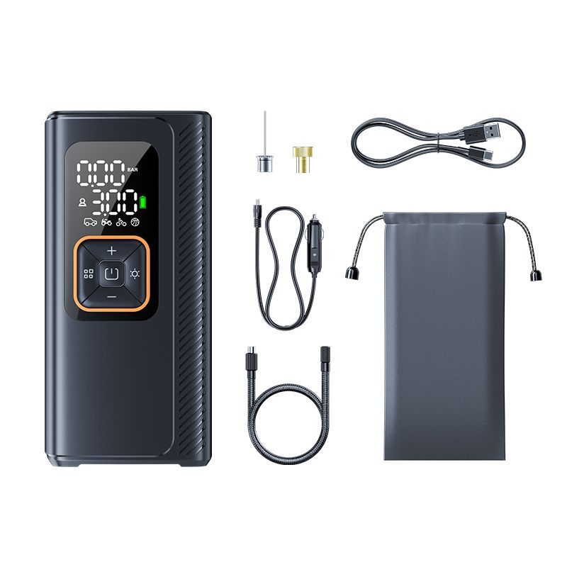 Belaidinė automobilių oro pompa, dviejų 19 cilindrų belaidė, 130W inflatorius, 7500mAh Type-C įkrovimas, 40 L/min, skirta automobiliams, motociklams, elektrinėms transporto priemonėms ir dviračiams, su skaitmeniniu displeju