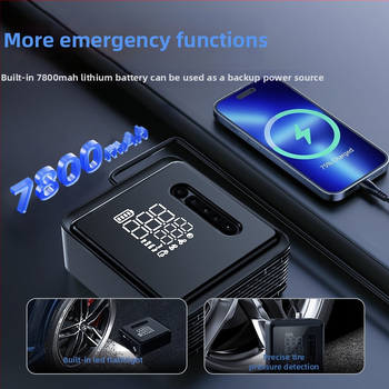 Automobilių oro siurblys su vienu cilindru — nešiojamas belaidis elektrinis siurblys su skaitmeniniu ekranu, 120W, 35 L/min, 650 g