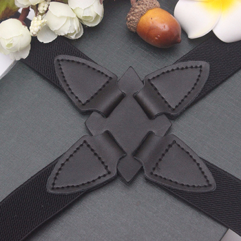 Класически презрамки за панталони със страничен клип, кръстосани за мъже, регулируеми, еластични, с две клипчета, материали: еластична лента, кожа, метални фитинги