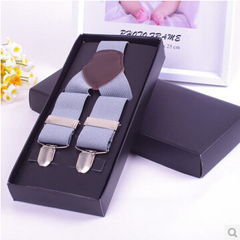 Мъжки еластични презрамки с три клипа, говежда кожа, регулируема дължина, силна еластичност, кръстосан дизайн