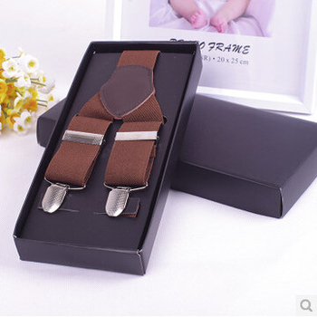 Мъжки еластични презрамки с три клипа, говежда кожа, регулируема дължина, силна еластичност, кръстосан дизайн