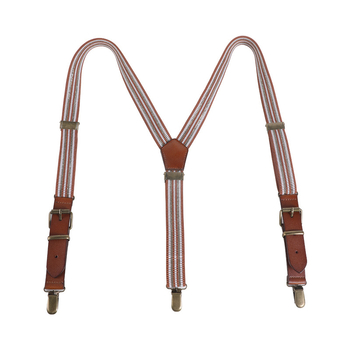 Презрамки за панталони от естествена кожа, кръстосани през гърба, 3 клипа, унисекс за възрастни